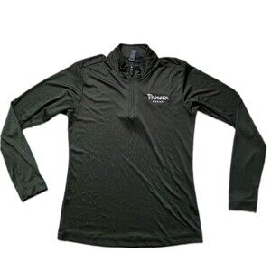 AllPro Panera Bread Quarter Zip Pullover Dark Green Long Sleeve Womens Sz S EUC